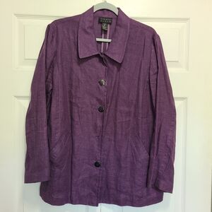 Sigrid Olsen Linen Button Up Shirt Shaket Size‎ M Purple